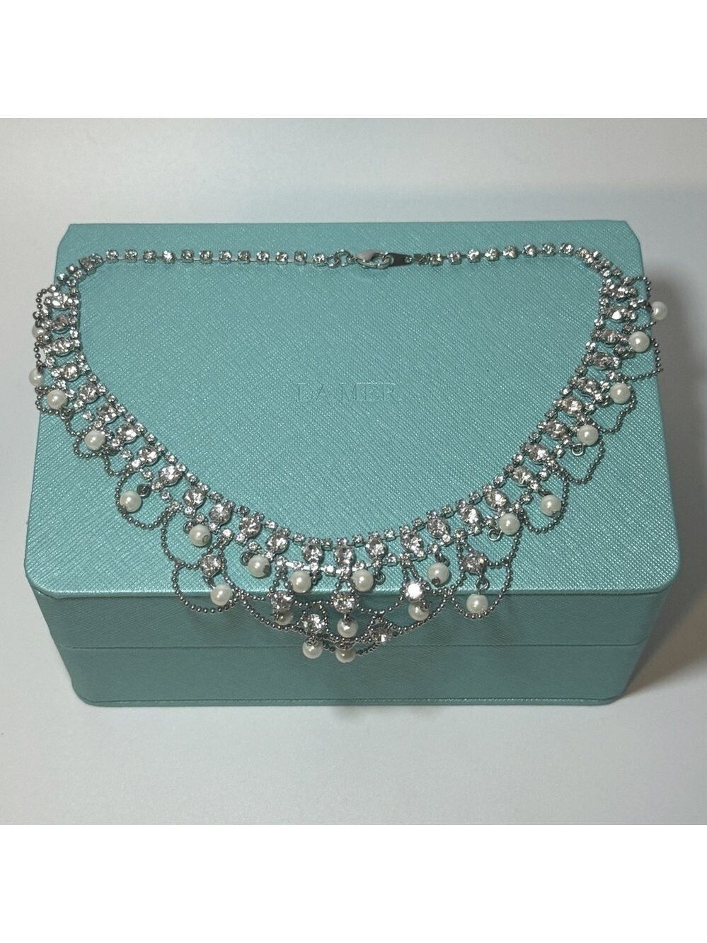 Vintage rhinestone and pearl necklace.